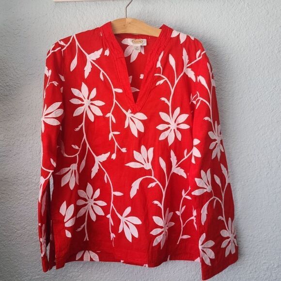 Talbots tunic full embroidery coastal summer resort tunic blouse - Picture 1 of 14